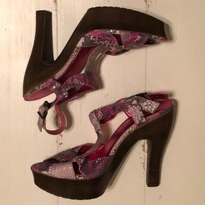🆕Carlos Santana Snakeskin Platform Peep-toe Heels